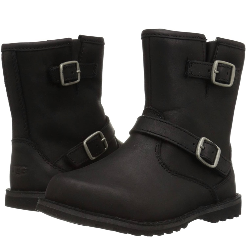 UGG Kids Harrell Moto Leather Boot Size 7